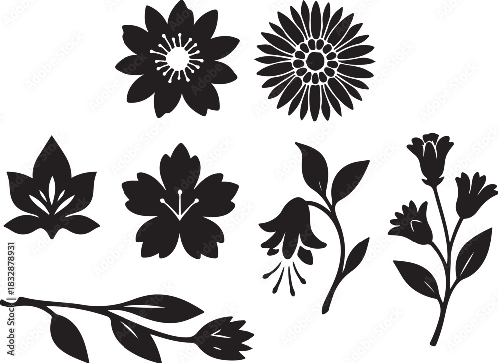 Fototapeta premium Hoa D Rng Silhouette Icon Set.eps