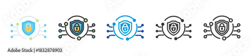 cyber security icon set multi style various collection