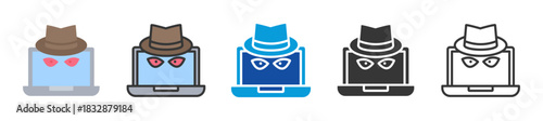 cyber espionage icon set multi style various collection