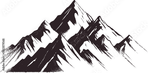 Black and white mountain range illustration mountains