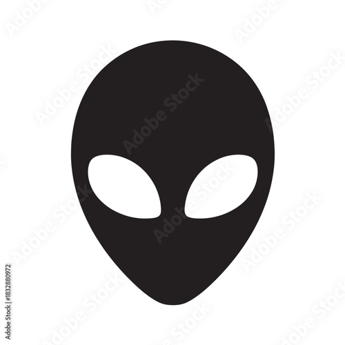 Alien head icon simple flat vector glyph isolated on white background for app and web design