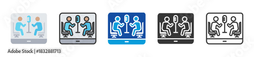 talk show icon set multi style various collection