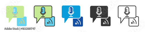 podcast feed icon set multi style various collection