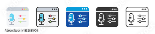 podcast panel icon set multi style various collection