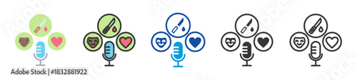 podcast genre icon set multi style various collection