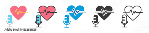health podcast icon set multi style various collection