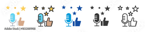 podcast rating icon set multi style various collection