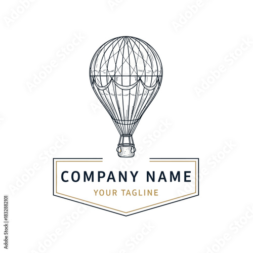 Vintage Hot Air Balloon Emblem for Company Branding.