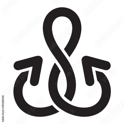 Abstract looped arrow icon simple flat vector design element isolated on white background