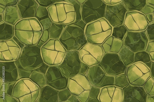 Turtle shell texture with copy space. Close-up turtle pattern. Reptile shell design. Turtle scales. Realistic turtle shell. Turtle design texture. Detailed turtle shell close-up. Wild Animal texture.	