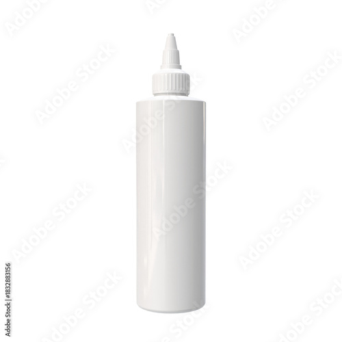3D Render a white bottle of liquid on a white background