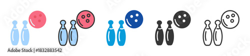 bowling icon set multi style various collection