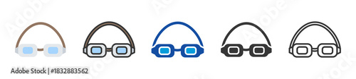swimming goggles icon set multi style various collection