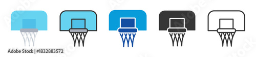 basketball hoop icon set multi style various collection