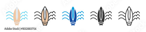 surfing board icon set multi style various collection