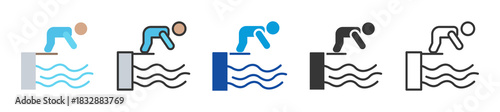diving board icon set multi style various collection
