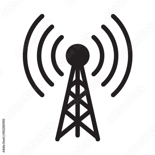 Radio tower icon simple flat vector illustration isolated on white background for broadcasting and communication