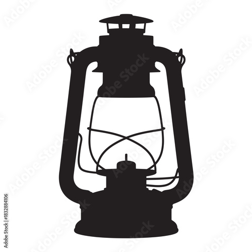 Silhouette of an antique kerosene lantern vector illustration of a vintage oil lamp isolated on white background