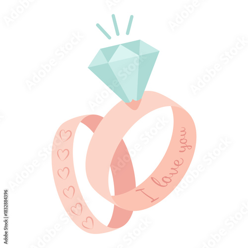Vector illustration of rings in a flat style. Jewelry for lovers.