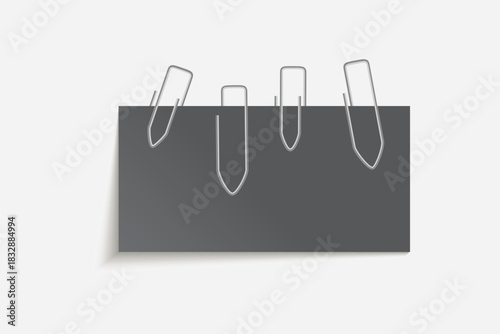 Realistic binder clips on card mockup.
