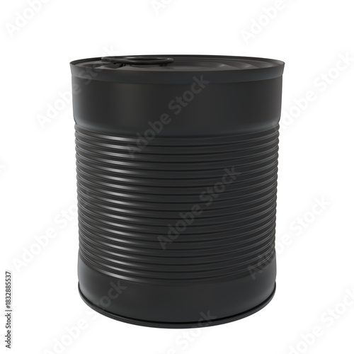3D Render a black trash can with a lid on a white background