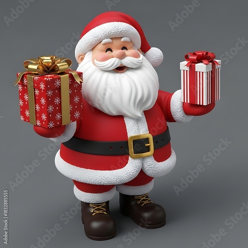 Santa claus holding christmas presents in his hands