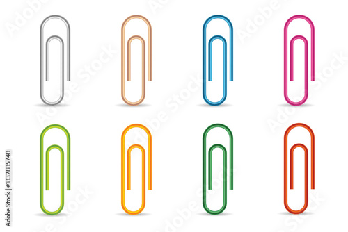 Multicolor paper clip set in minimal outline.