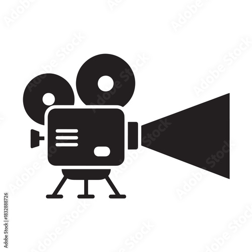 Vintage movie camera icon a simple black glyph vector illustration isolated on white background for film and video projects