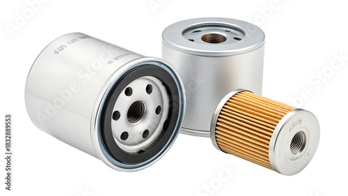 Car Oil filters isolated on white. Automobile spare part