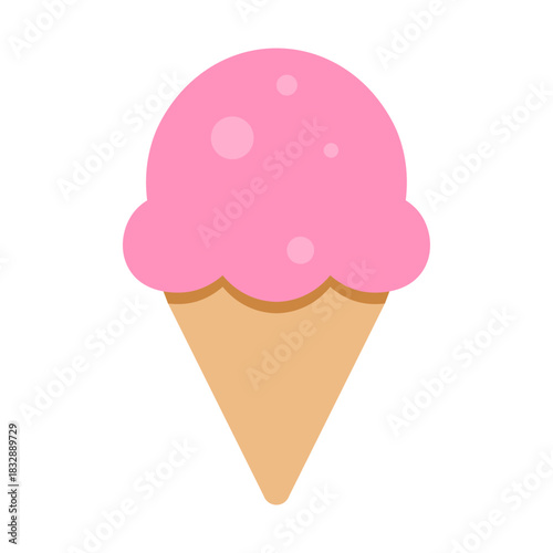 Ice cream icon. Pink ice cream vector