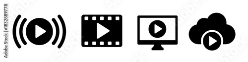 Play button. Video icon set