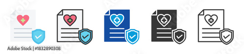 health insurance icon set multi style various collection