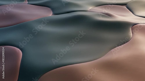Abstract wavy pattern with smooth organic shapes in bluegrey and warm tones