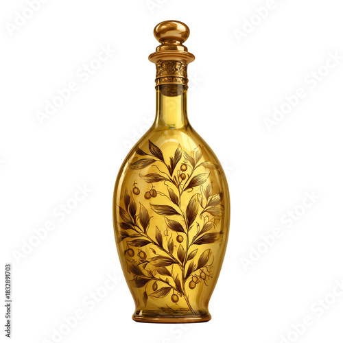 Olive Oil Bottle With Leaves and Olives on Table Showcasing Natural Ingredients
