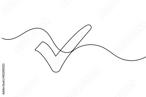 Check mark one line art simple continuous outline drawing vector design
