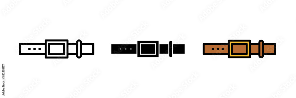 Fototapeta premium Belt icon a simple outline of a belt with a clean rectangular buckle and a smooth strap looped through, drawn in a minimal flat style.