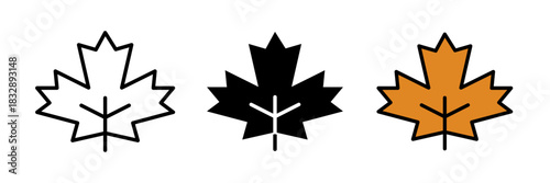 Autumn leaf icon a simple, clean outline of a single autumn leaf with smooth curves and subtle vein lines, styled in a minimal flat icon look.