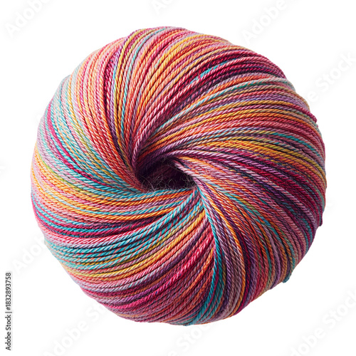 Colorful Yarn Ball Displayed on a White Background for Crafting Projects and ...