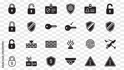 Security icons set for website design and mobile applications vector