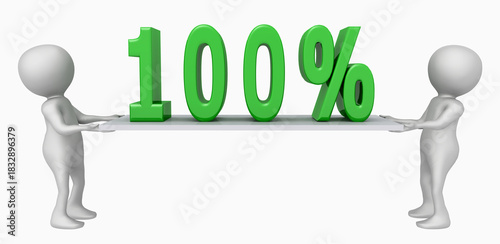 3D Figuren mit 100 Prozent Symbol auf einem Brett, Freisteller