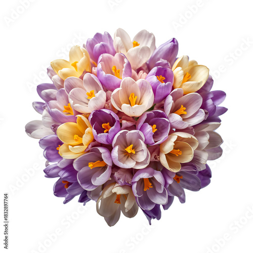 Colorful Crocus Flowers Bloom in a Beautiful Spring Bouquet Arranged in a Sim...
