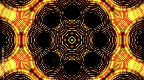 Glowing Abstract Mandala With Circular Geometric Patterns and Vibrant Symmetrical Dot Design