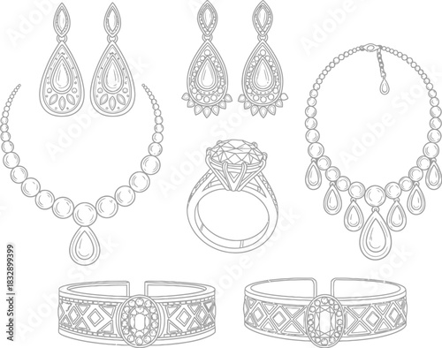 Elegant diamond jewelry set featuring necklaces earrings bracelets and rings for a luxurious collection