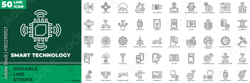 Smart Technology Line Editable Icons set