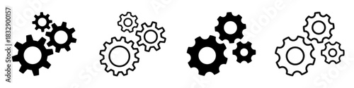 Setting gears icon. Cogwheel group. Gear design collection on white background - stock vector.