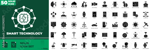 Smart Technology Solid Editable Icons set
