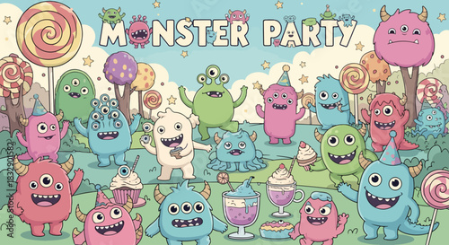 Vector illustration of monsters cartoon collection