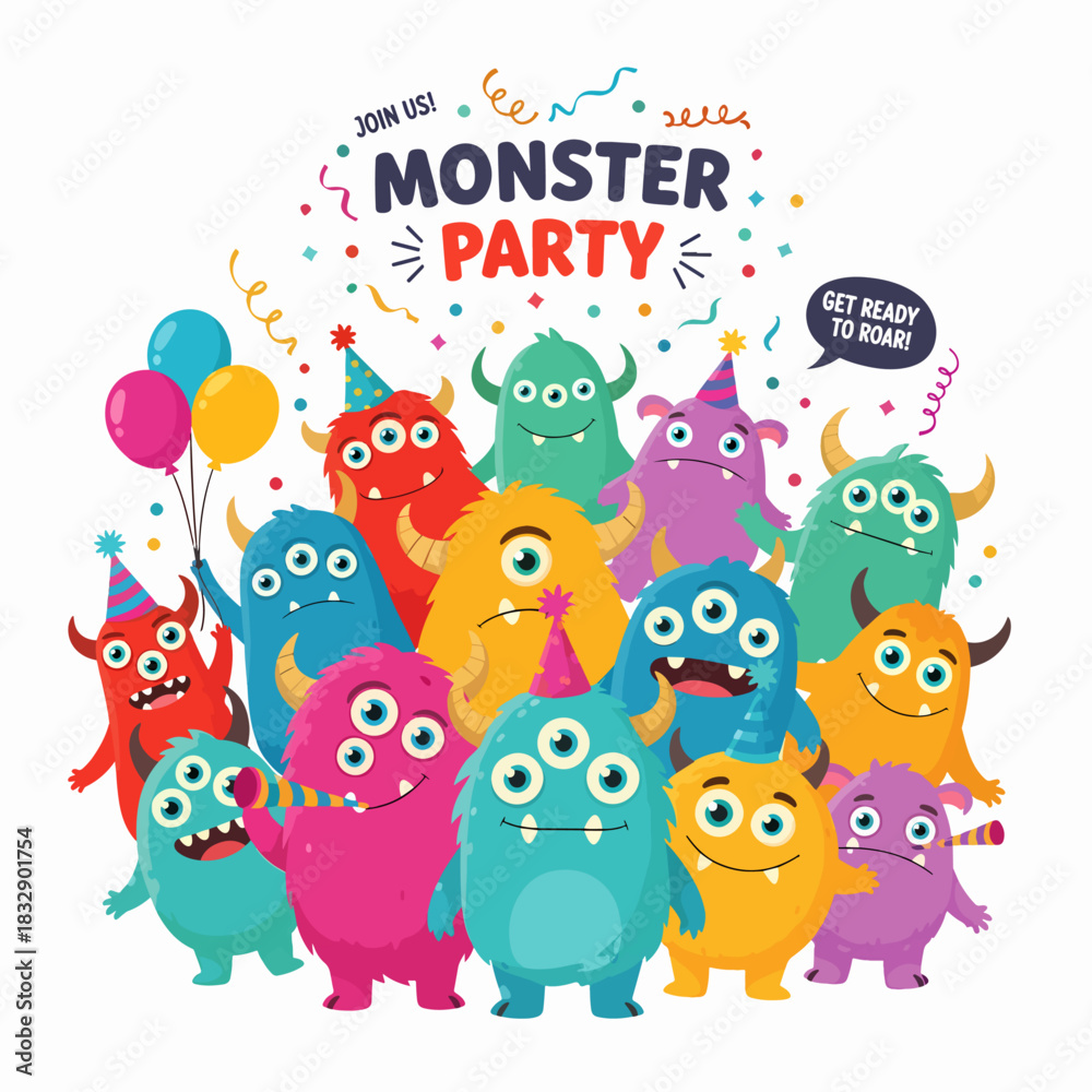 Fototapeta premium Monster party set vector