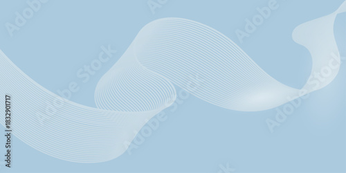 Abstract vector blue wave melody lines on blue background.