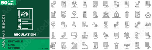 Regulation Line Editable Icons set